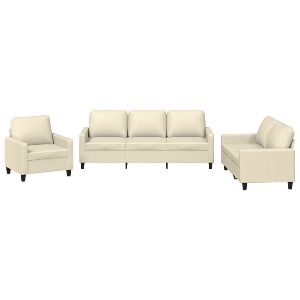 8721012063662_a_en_hd_1 vidaXL 3 Piece Sofa Set with Cushions Cream Faux Leather - Image 2