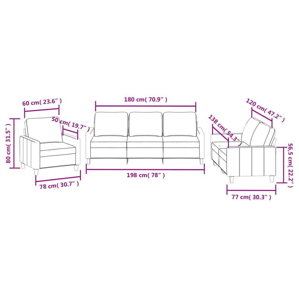 8721012063662_g_en_hd_6 vidaXL 3 Piece Sofa Set with Cushions Cream Faux Leather - Image 8