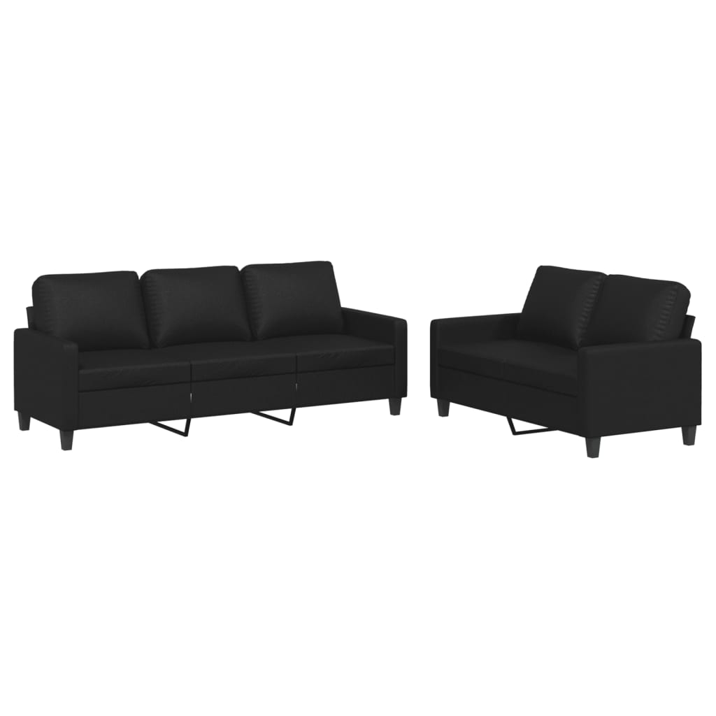 8721012063853_a_en_hd_1 vidaXL 2 Piece Sofa Set with Cushions Black Faux Leather - Image 2