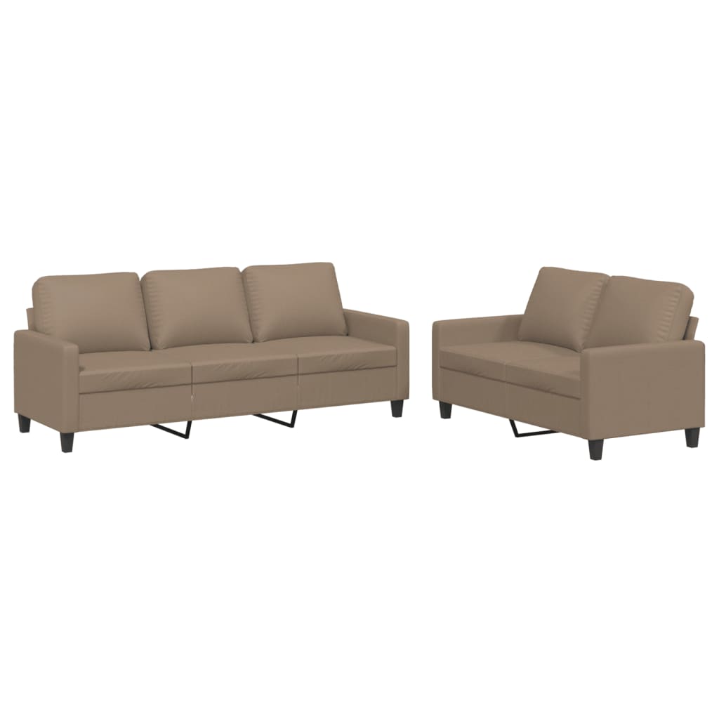 8721012063891_a_en_hd_1 vidaXL 2 Piece Sofa Set with Cushions Cappuccino Faux Leather - Image 2