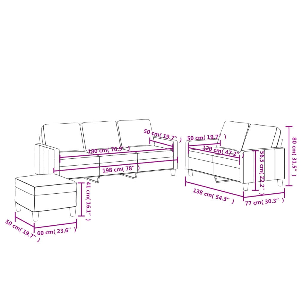 8721012063914_g_en_hd_7 vidaXL 3 Piece Sofa Set with Cushions Cream Faux Leather - Image 9