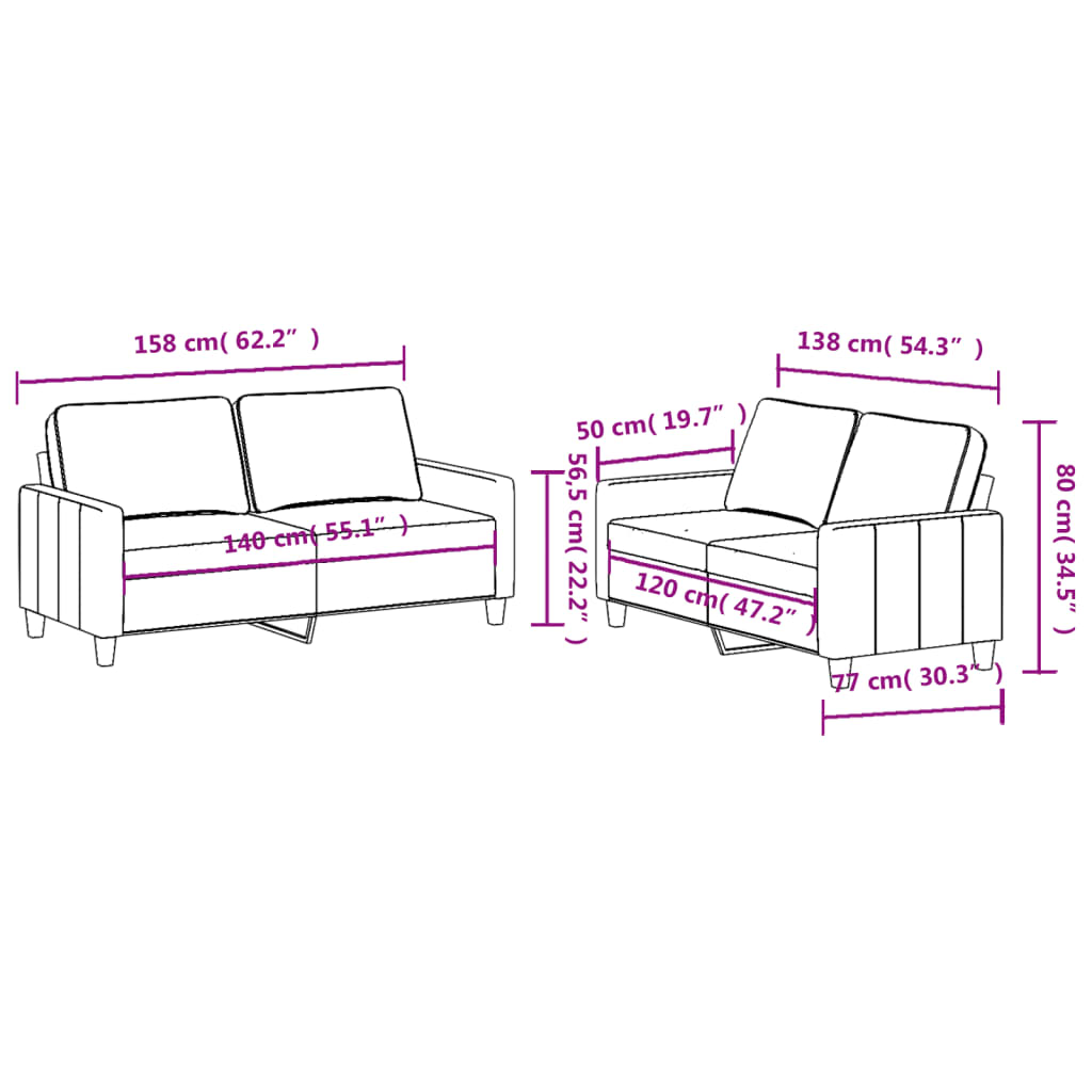 8721012064119_g_en_hd_4 vidaXL 2 Piece Sofa Set with Cushions Light Grey Fabric - Image 6