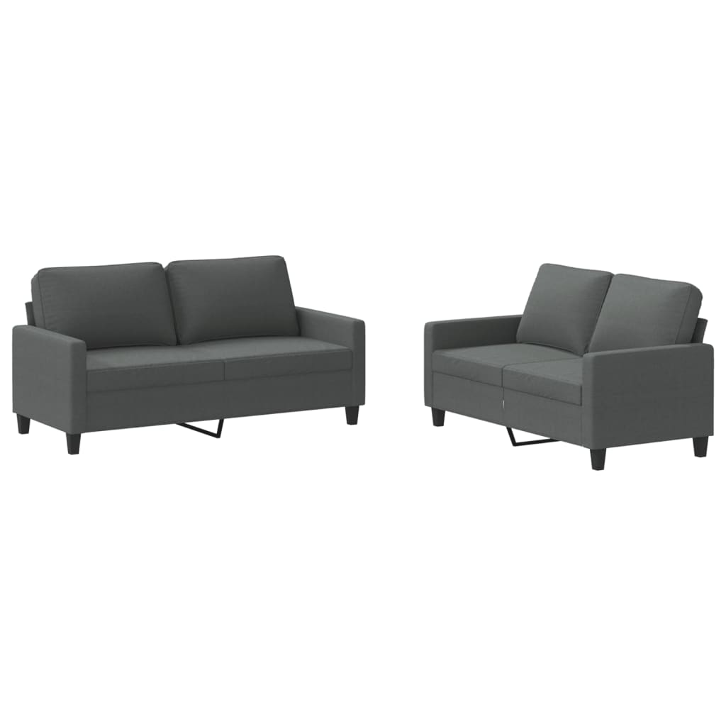 8721012064126_a_en_hd_1 vidaXL 2 Piece Sofa Set with Cushions Dark Grey Fabric - Image 2