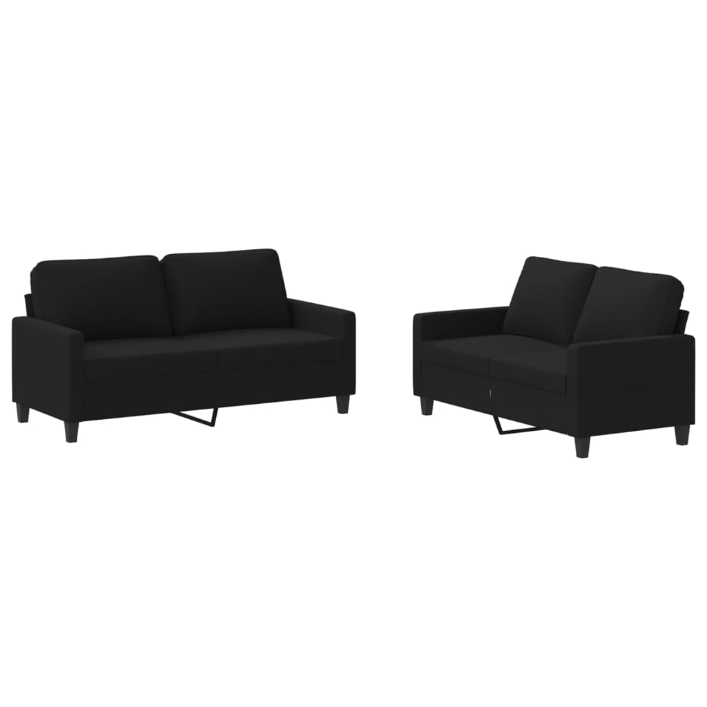 8721012064157_a_en_hd_1 vidaXL 2 Piece Sofa Set with Cushions Black Fabric - Image 2