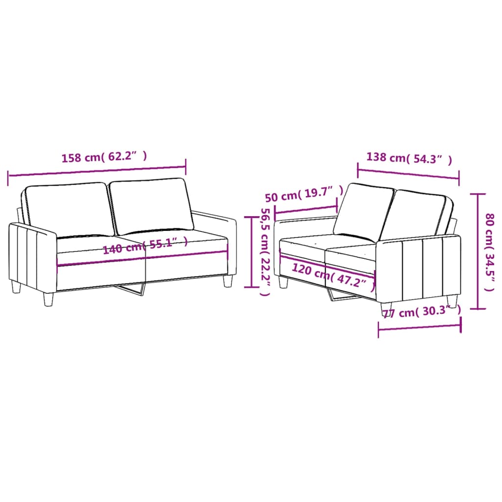 8721012064157_g_en_hd_4 vidaXL 2 Piece Sofa Set with Cushions Black Fabric - Image 6