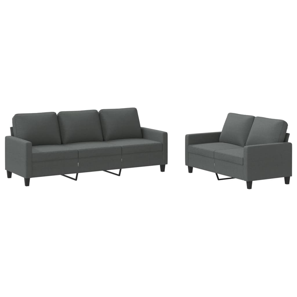 8721012064287_a_en_hd_1 vidaXL 2 Piece Sofa Set with Cushions Dark Grey Fabric - Image 2