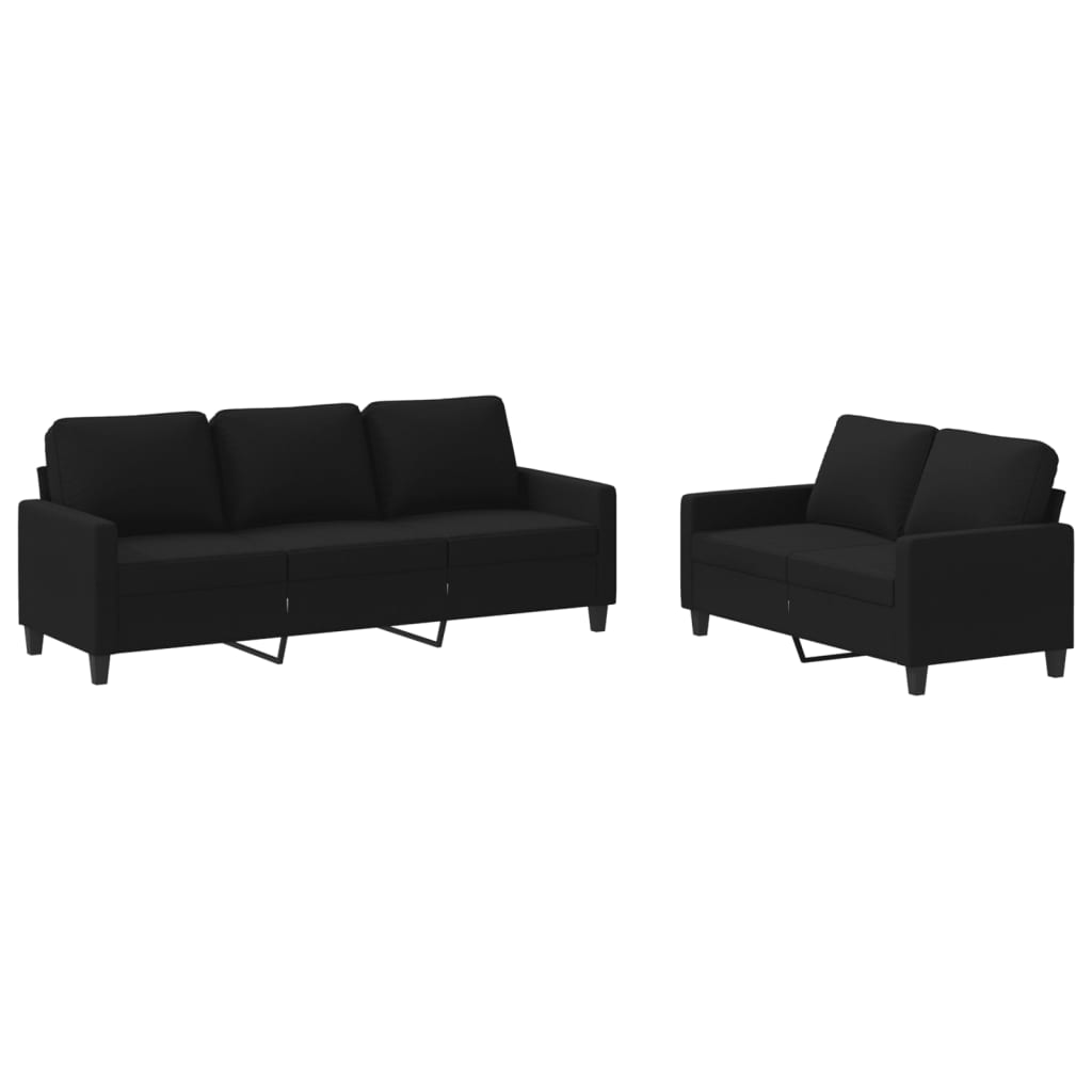 8721012064317_a_en_hd_1 vidaXL 2 Piece Sofa Set with Cushions Black Fabric - Image 2