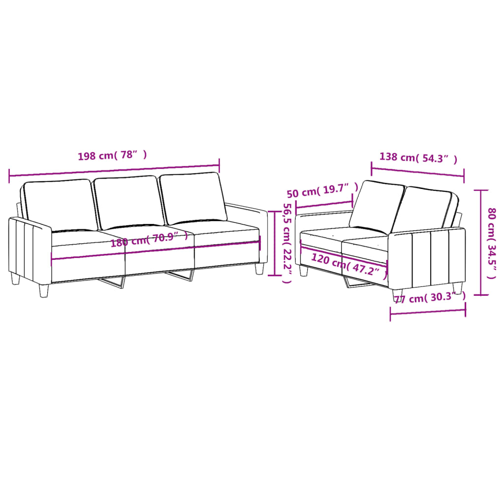 8721012064317_g_en_hd_4 vidaXL 2 Piece Sofa Set with Cushions Black Fabric - Image 6
