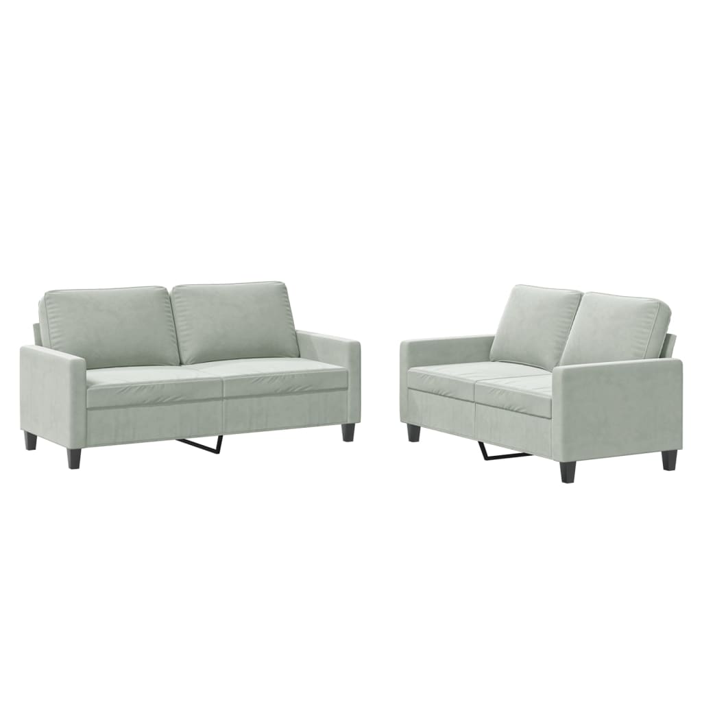 8721012064638_a_en_hd_1 vidaXL 2 Piece Sofa Set with Cushions Light Grey Velvet - Image 2