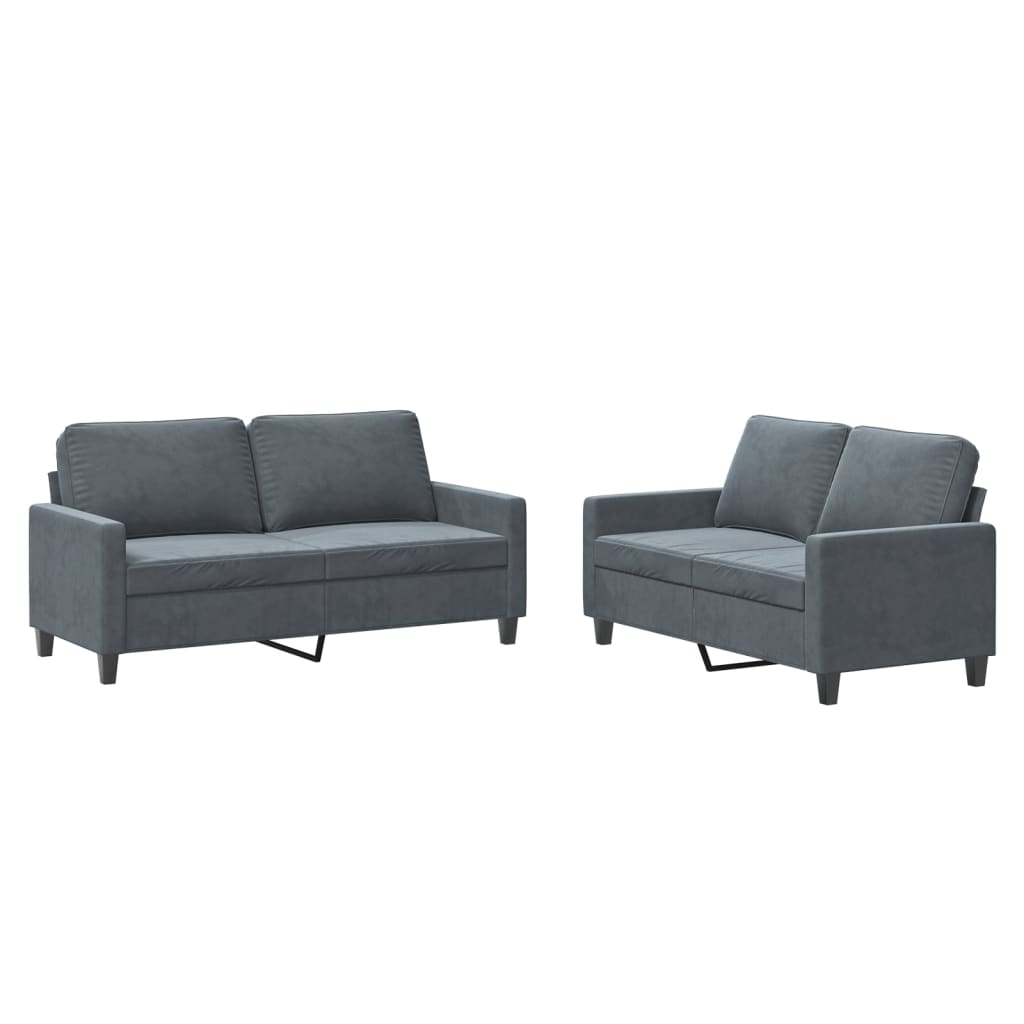 8721012064645_a_en_hd_1 vidaXL 2 Piece Sofa Set with Cushions Dark Grey Velvet - Image 2
