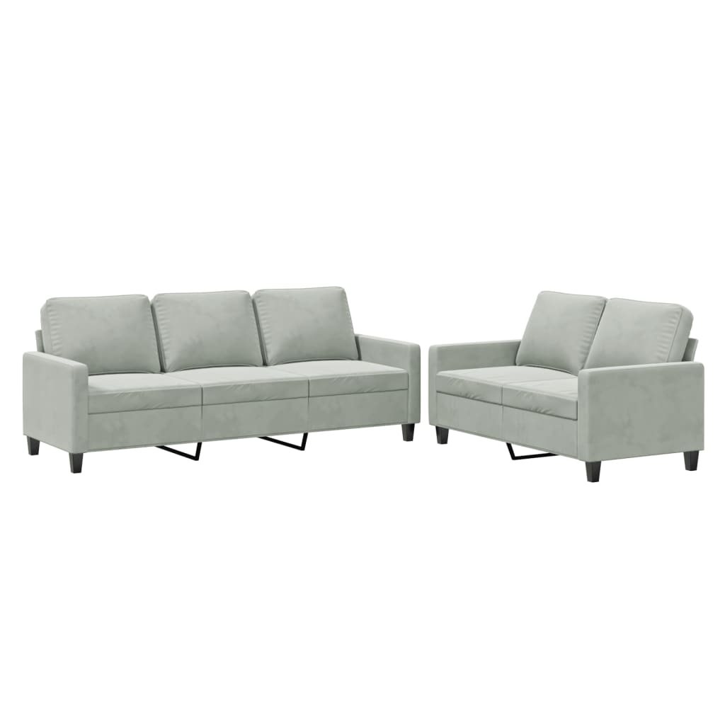 8721012064836_a_en_hd_1 vidaXL 2 Piece Sofa Set with Cushions Light Grey Velvet - Image 2