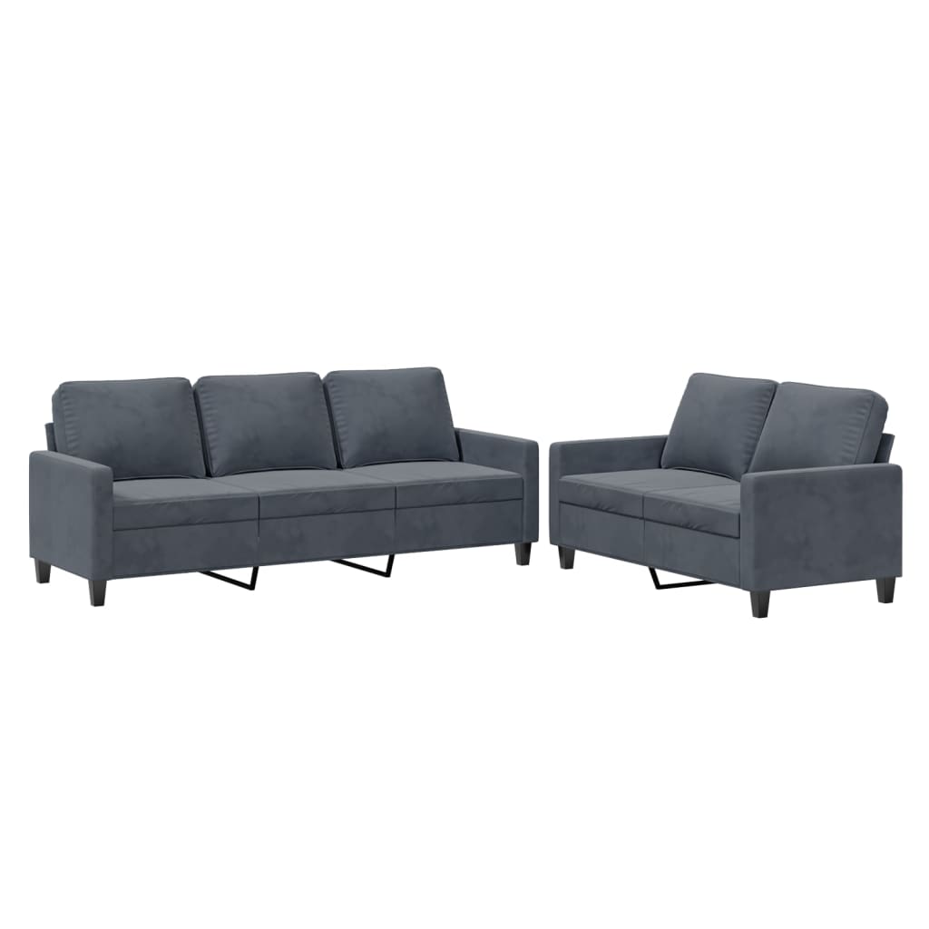 8721012064843_a_en_hd_1 vidaXL 2 Piece Sofa Set with Cushions Dark Grey Velvet - Image 2