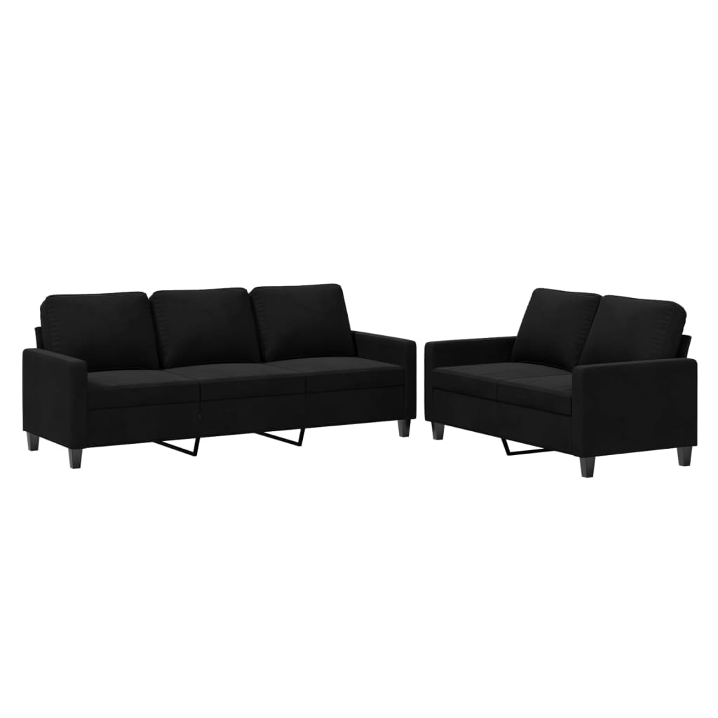 8721012064881_a_en_hd_1 vidaXL 2 Piece Sofa Set with Cushions Black Velvet - Image 2