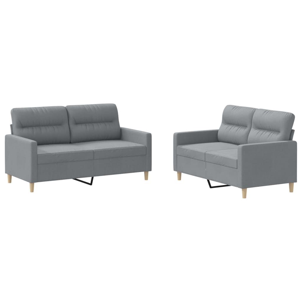 8721012065352_a_en_hd_1 vidaXL 2 Piece Sofa Set with Cushions Light Grey Fabric - Image 2