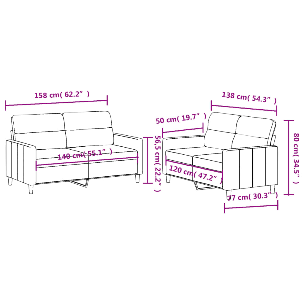 8721012065352_g_en_hd_4 vidaXL 2 Piece Sofa Set with Cushions Light Grey Fabric - Image 6