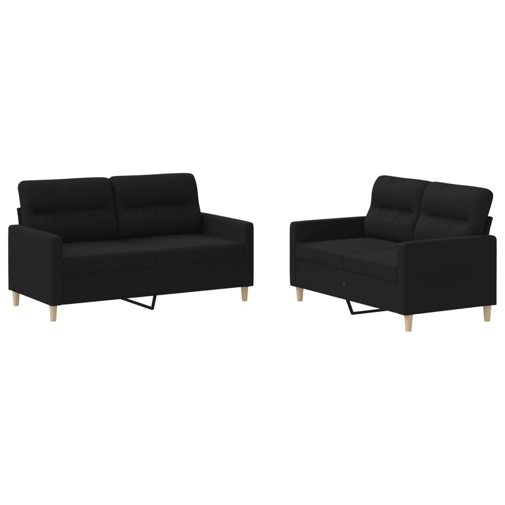 8721012065390_a_en_hd_1 vidaXL 2 Piece Sofa Set with Cushions Black Fabric - Image 2