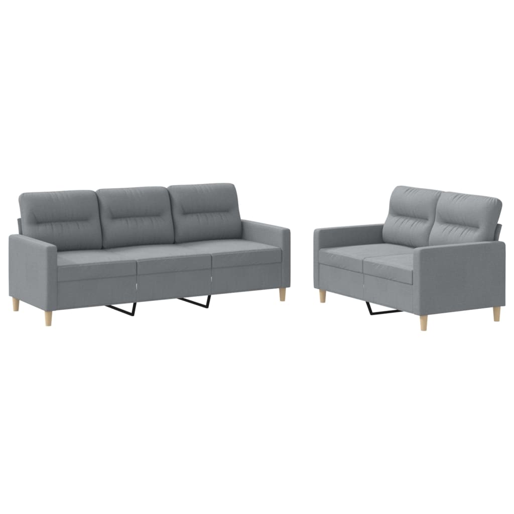 8721012065673_a_en_hd_1 vidaXL 2 Piece Sofa Set with Cushions Light Grey Fabric - Image 2
