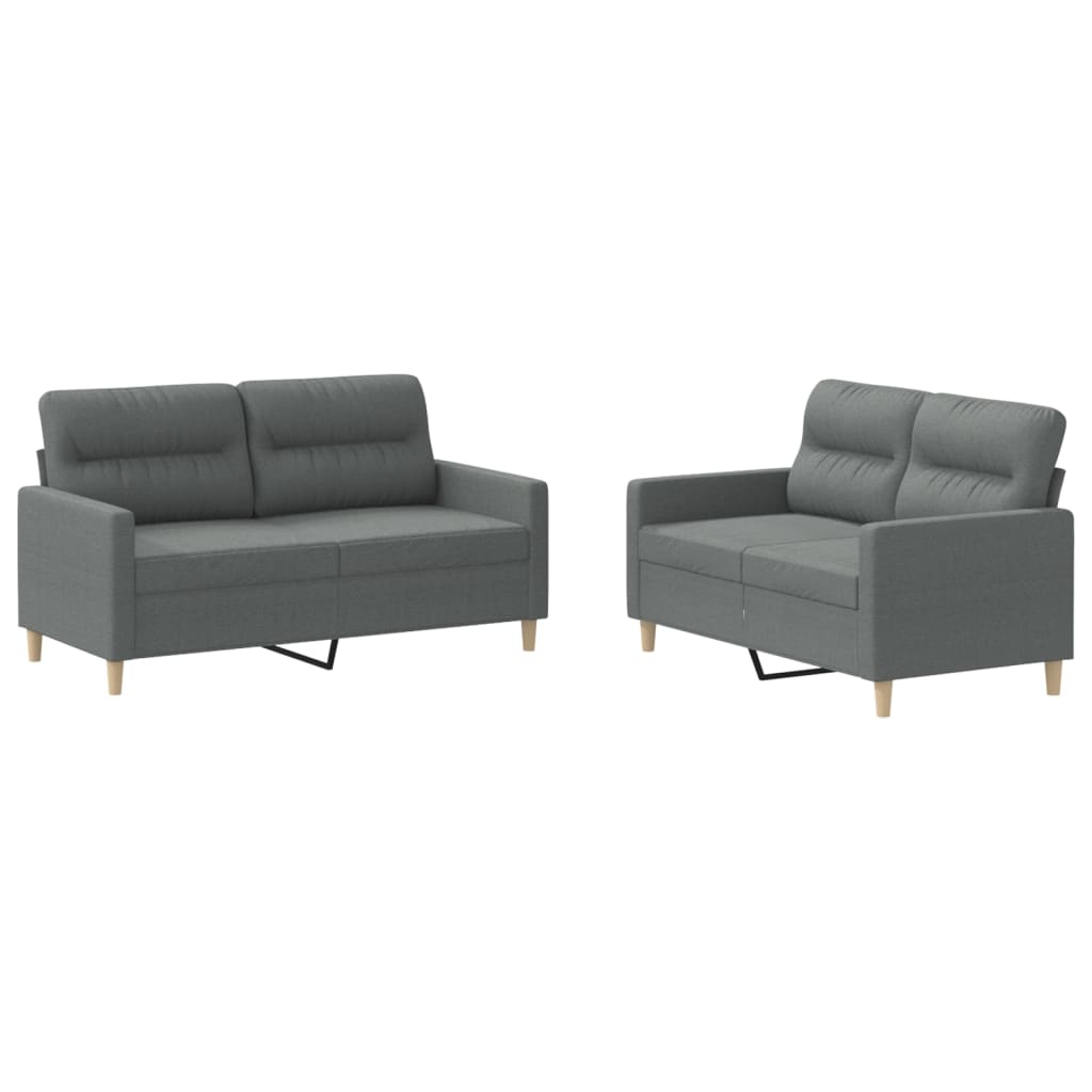 8721012065680_a_en_hd_1 vidaXL 2 Piece Sofa Set with Cushions Dark Grey Fabric - Image 2