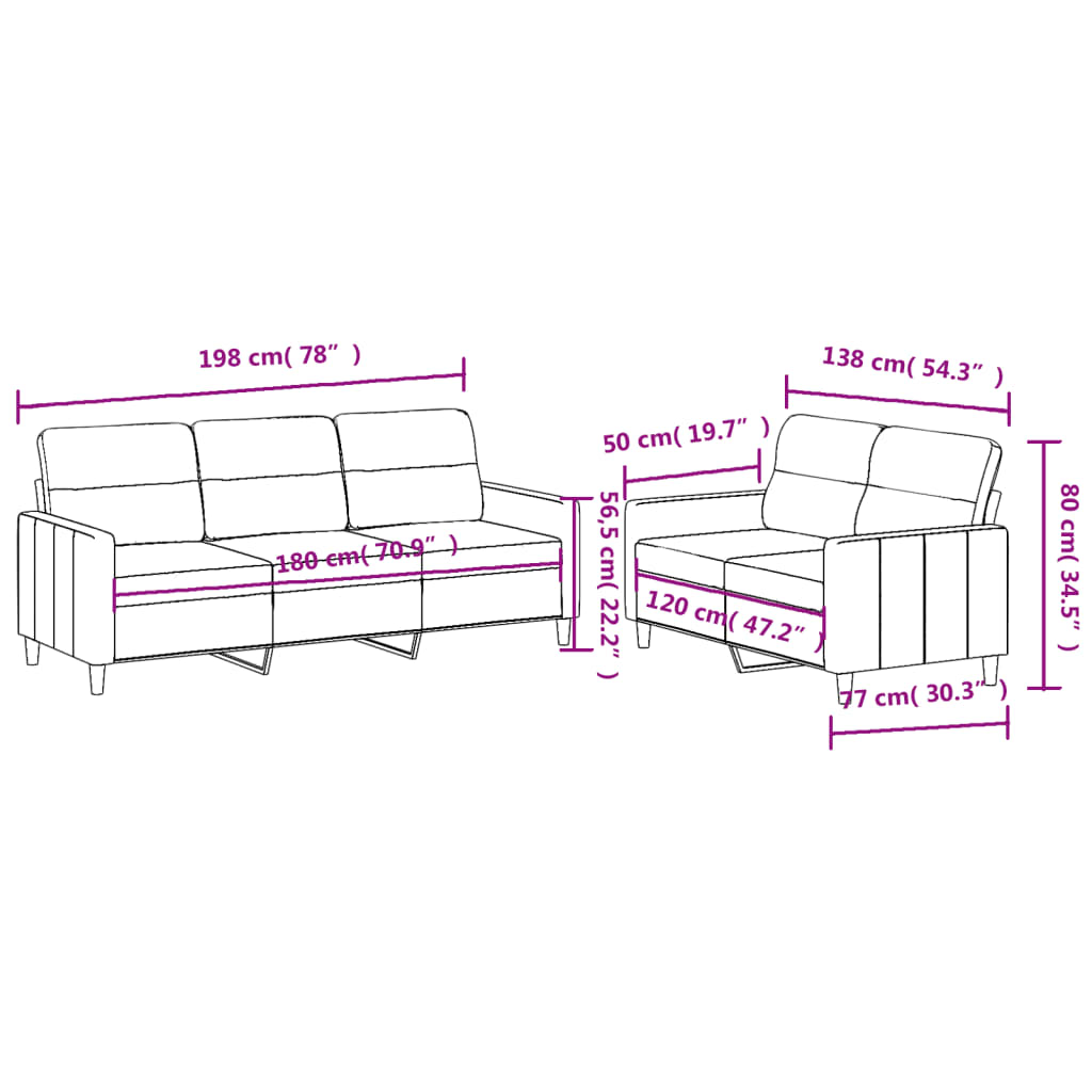 8721012065710_g_en_hd_5 vidaXL 2 Piece Sofa Set with Cushions Black Fabric - Image 7