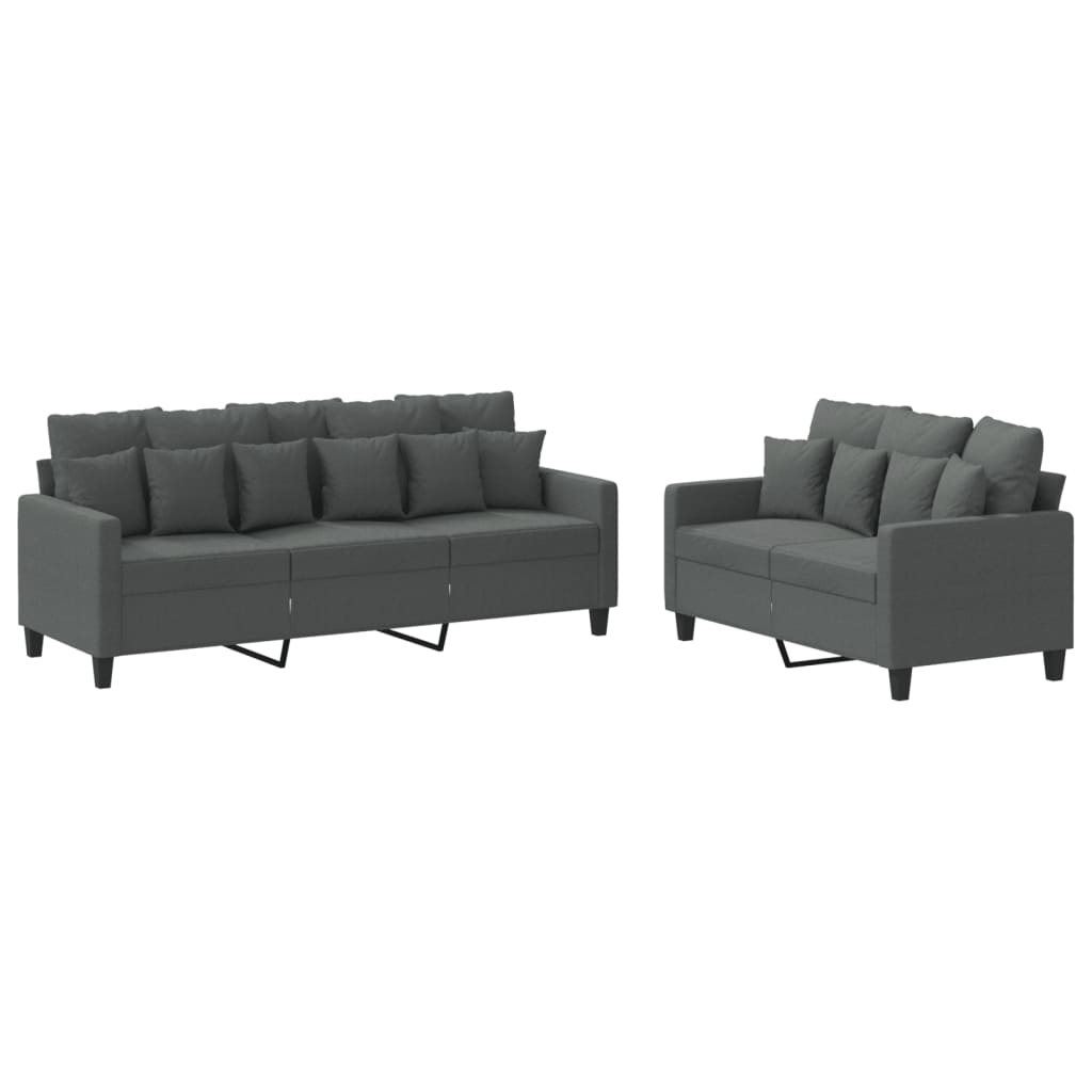 8721012066328_a_en_hd_1 vidaXL 2 Piece Sofa Set with Cushions Dark Grey Fabric - Image 2
