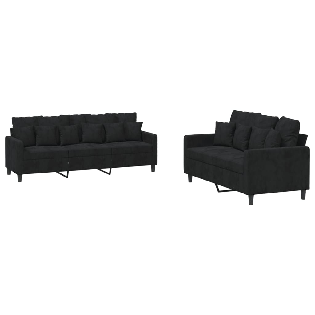 8721012066922_a_en_hd_1 vidaXL 2 Piece Sofa Set with Cushions Black Velvet - Image 2