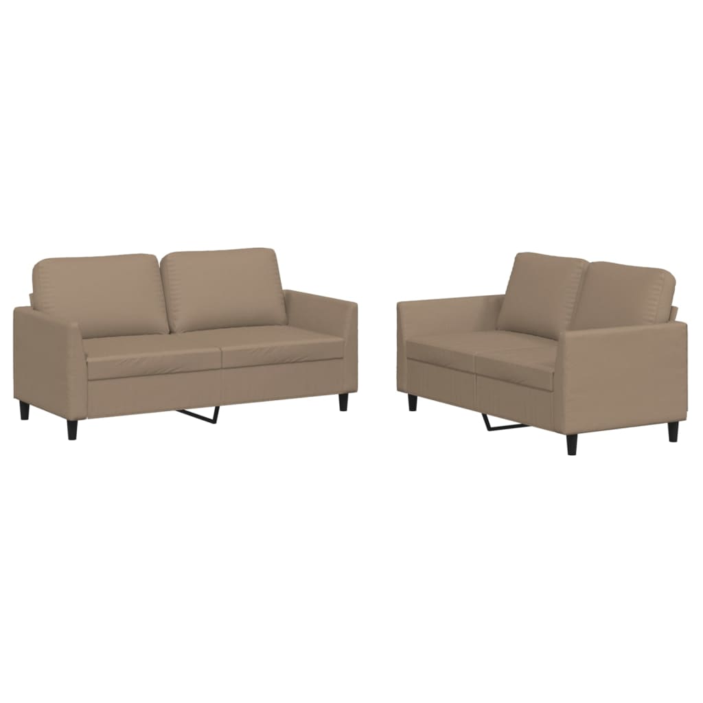 8721012067219_a_en_hd_1 vidaXL 2 Piece Sofa Set with Cushions Cappuccino Faux Leather - Image 2