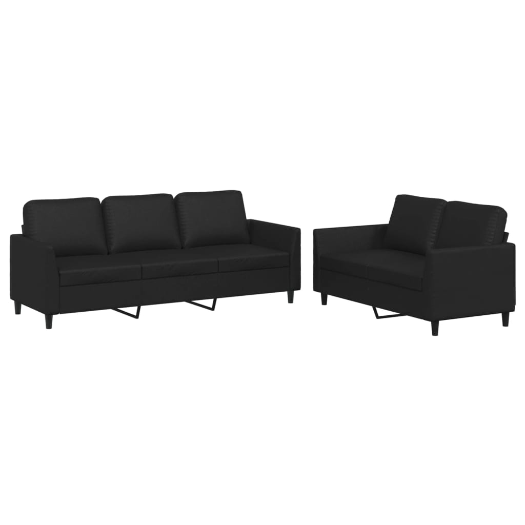8721012067271_a_en_hd_1 vidaXL 2 Piece Sofa Set with Cushions Black Faux Leather - Image 2