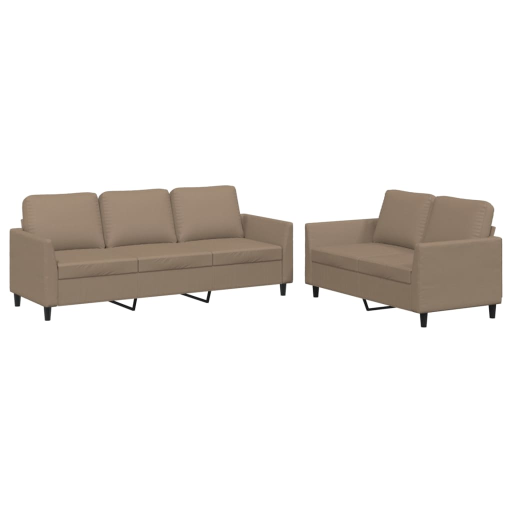 8721012067318_a_en_hd_1 vidaXL 2 Piece Sofa Set with Cushions Cappuccino Faux Leather - Image 2