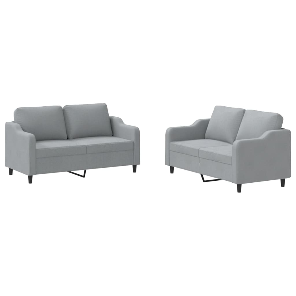 8721012067691_a_en_hd_1 vidaXL 2 Piece Sofa Set with Cushions Light Grey Fabric - Image 2