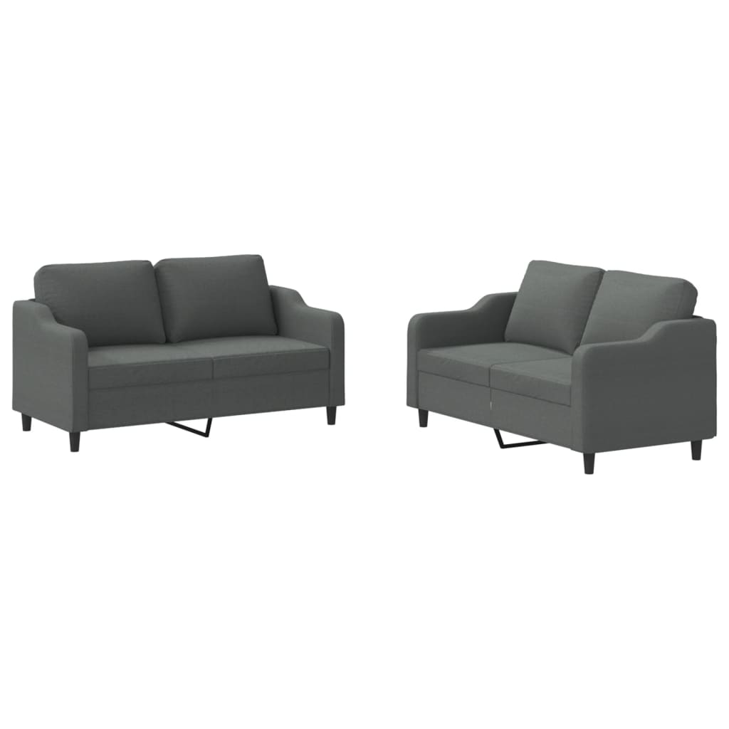 8721012067707_a_en_hd_1 vidaXL 2 Piece Sofa Set with Cushions Dark Grey Fabric - Image 2