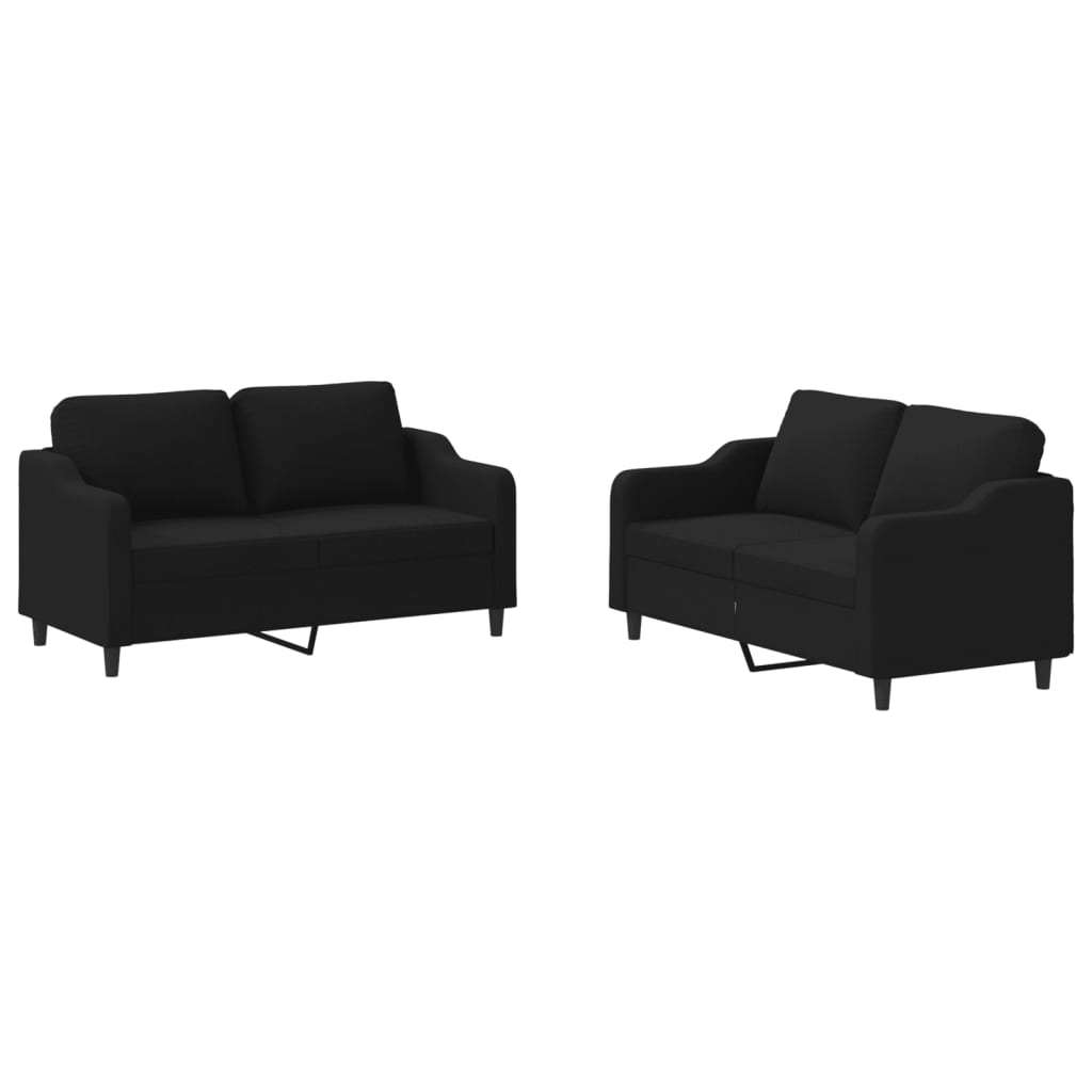 8721012067738_a_en_hd_1 vidaXL 2 Piece Sofa Set with Cushions Black Fabric - Image 2
