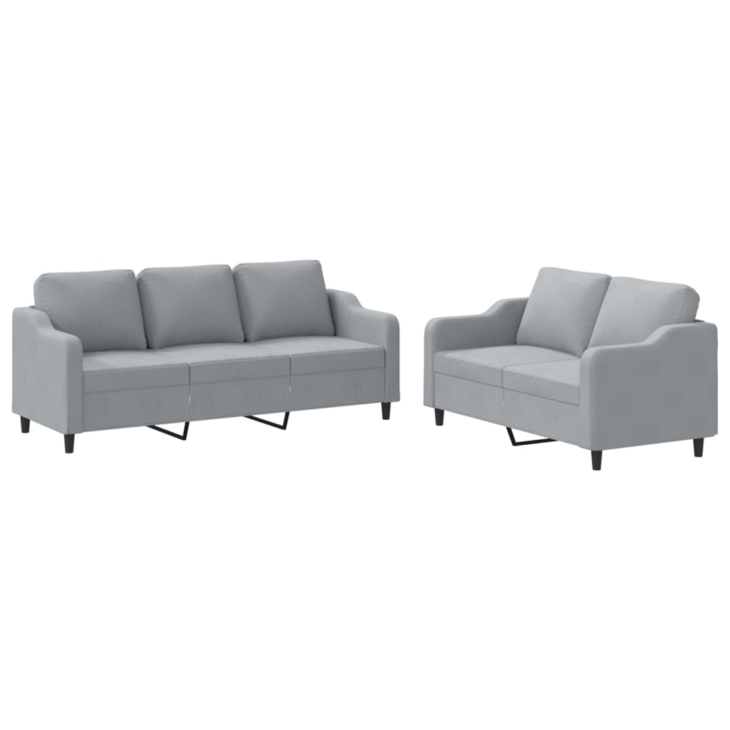 8721012068018_a_en_hd_1 vidaXL 2 Piece Sofa Set with Cushions Light Grey Fabric - Image 2