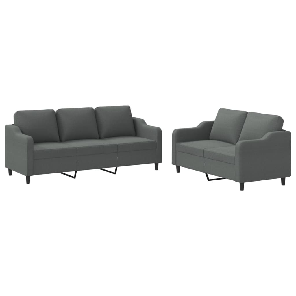 8721012068025_a_en_hd_1 vidaXL 2 Piece Sofa Set with Cushions Dark Grey Fabric - Image 2