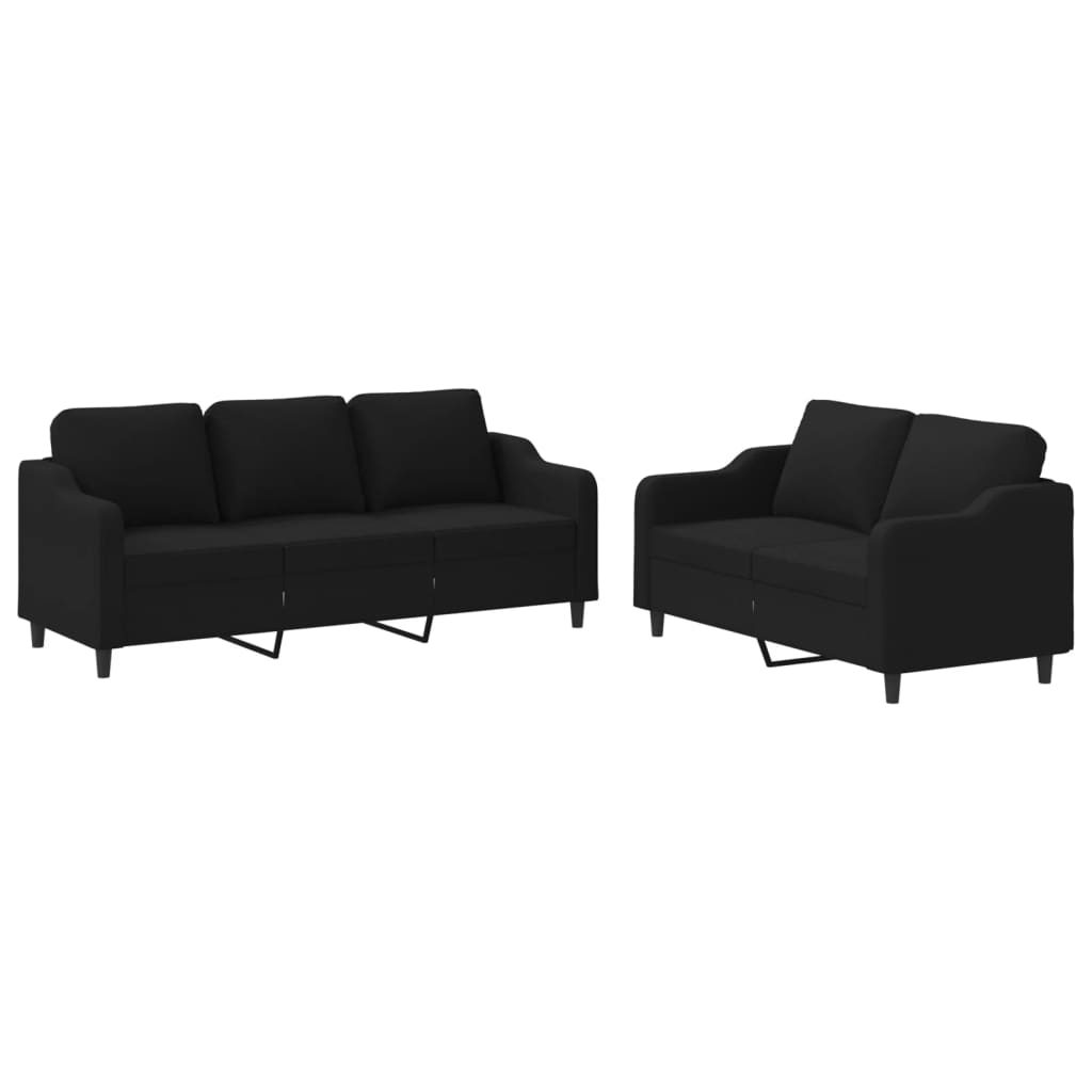 8721012068056_a_en_hd_1 vidaXL 2 Piece Sofa Set with Cushions Black Fabric - Image 2