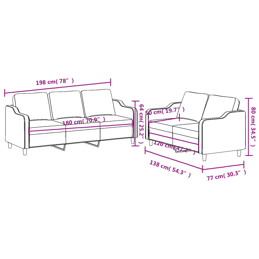 8721012068056_g_en_hd_4 vidaXL 2 Piece Sofa Set with Cushions Black Fabric - Image 6