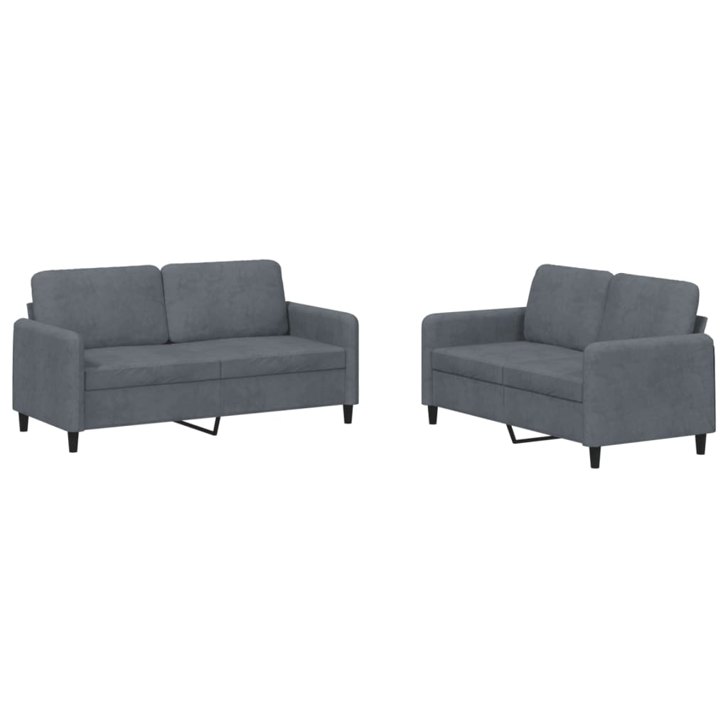 8721012069428_a_en_hd_1 vidaXL 2 Piece Sofa Set Dark Grey Velvet - Image 2