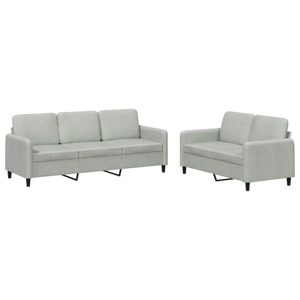 8721012069817_a_en_hd_1 vidaXL 2 Piece Sofa Set Light Grey Velvet - Image 2