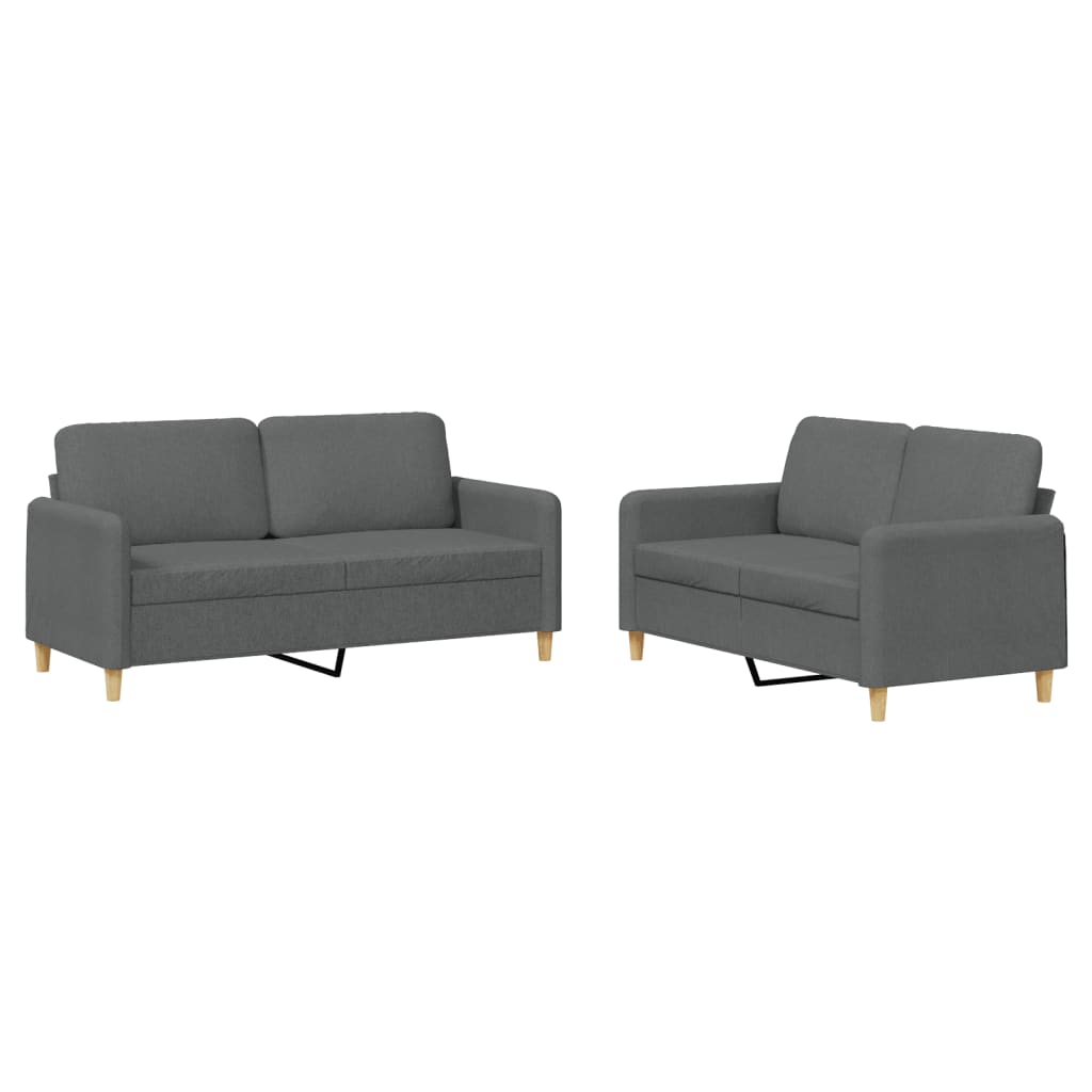 8721012070547_a_en_hd_1 vidaXL 2 Piece Sofa Set with Cushions Dark Grey Fabric - Image 2