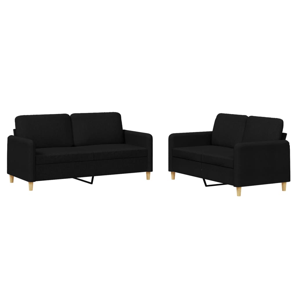 8721012070578_a_en_hd_1 vidaXL 2 Piece Sofa Set with Cushions Black Fabric - Image 2