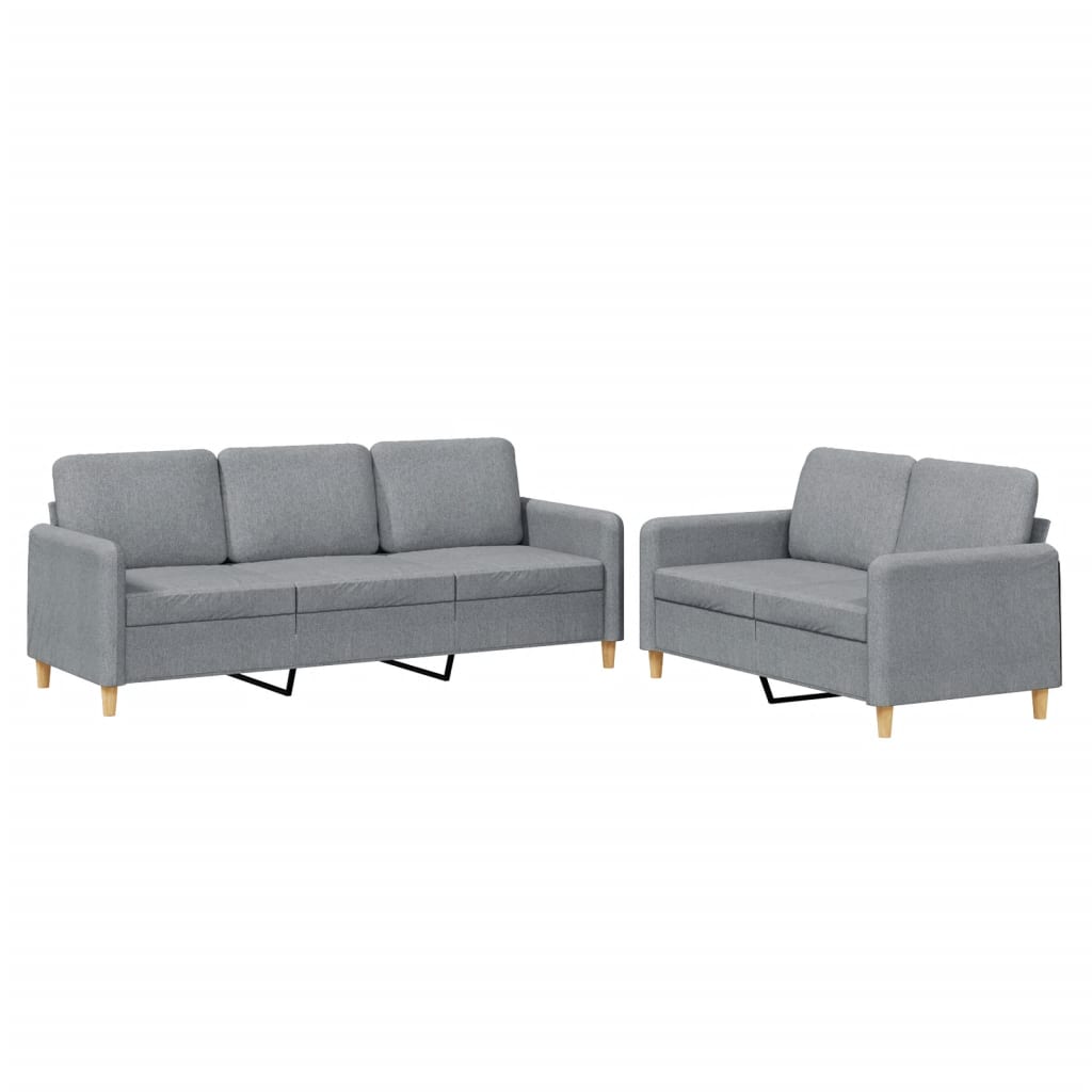 8721012070851_a_en_hd_1 vidaXL 2 Piece Sofa Set with Cushions Light Grey Fabric - Image 2