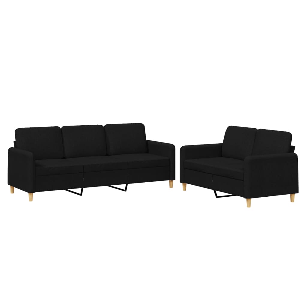 8721012070899_a_en_hd_1 vidaXL 2 Piece Sofa Set with Cushions Black Fabric - Image 2