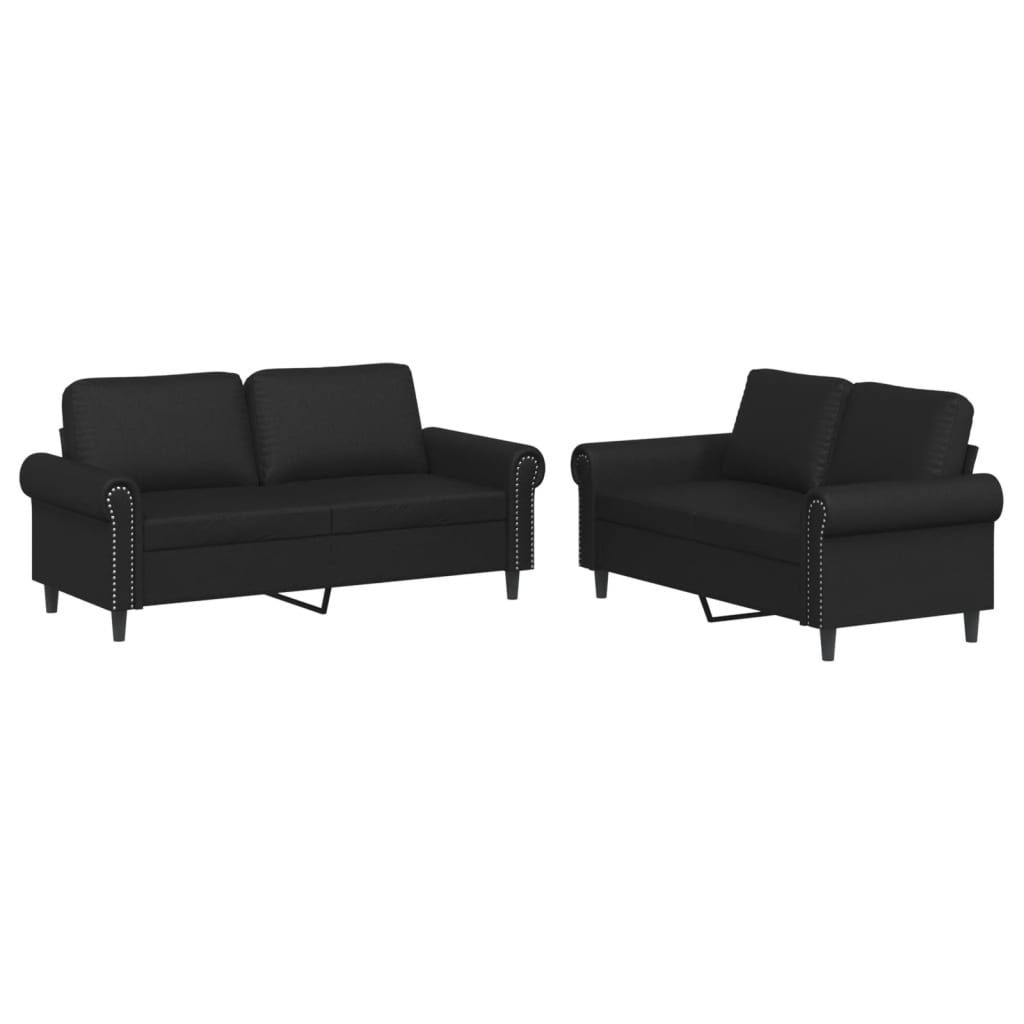 8721012071179_a_en_hd_1 vidaXL 2 Piece Sofa Set with Cushions Black Faux Leather - Image 2