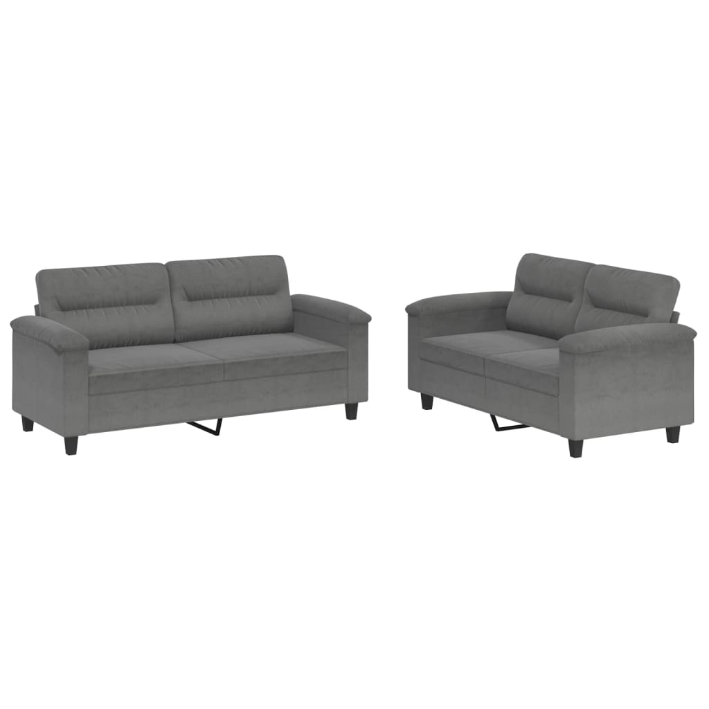 8721012072831_a_en_hd_1 vidaXL 2 Piece Sofa Set with Cushions Dark Grey Microfibre Fabric - Image 2