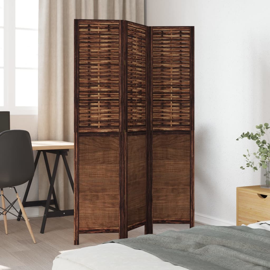 8721012073982_g_en_hd_1 vidaXL Room Divider 3 Panels Dark Brown Solid Wood Paulownia - Image 3