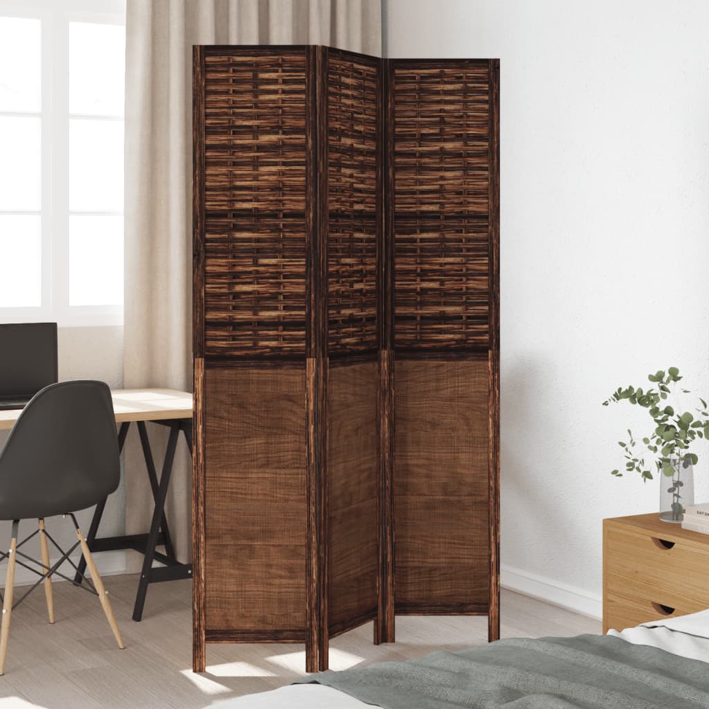 8721012073999_g_en_hd_1 vidaXL Room Divider 3 Panels Dark Brown Solid Wood Paulownia - Image 3