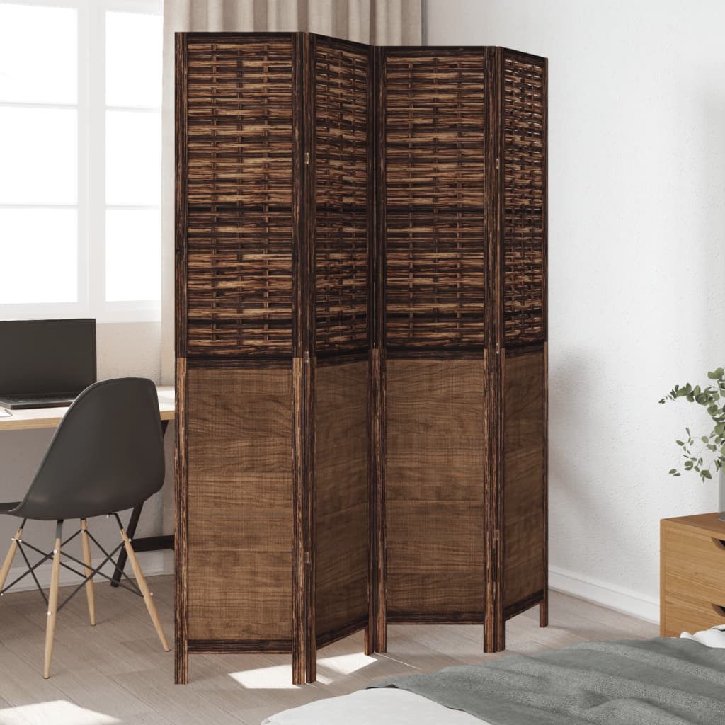 8721012074033_g_en_hd_1 vidaXL Room Divider 4 Panels Dark Brown Solid Wood Paulownia - Image 3