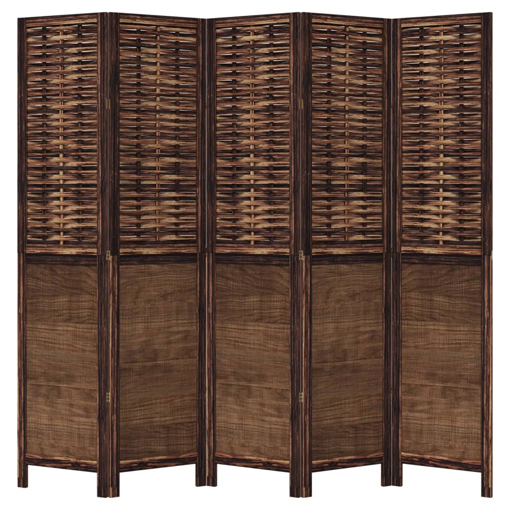 8721012074064_g_en_hd_2 vidaXL Room Divider 5 Panels Dark Brown Solid Wood Paulownia - Image 4