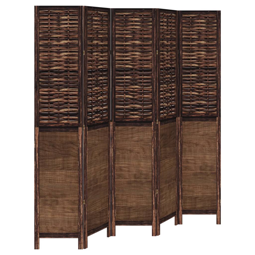 8721012074071_a_en_hd_1 vidaXL Room Divider 5 Panels Dark Brown Solid Wood Paulownia - Image 2