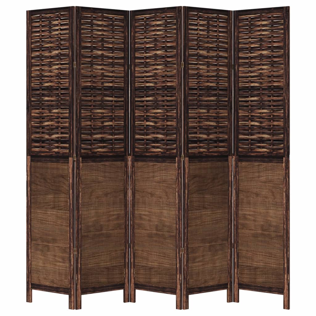 8721012074071_g_en_hd_2 vidaXL Room Divider 5 Panels Dark Brown Solid Wood Paulownia - Image 4