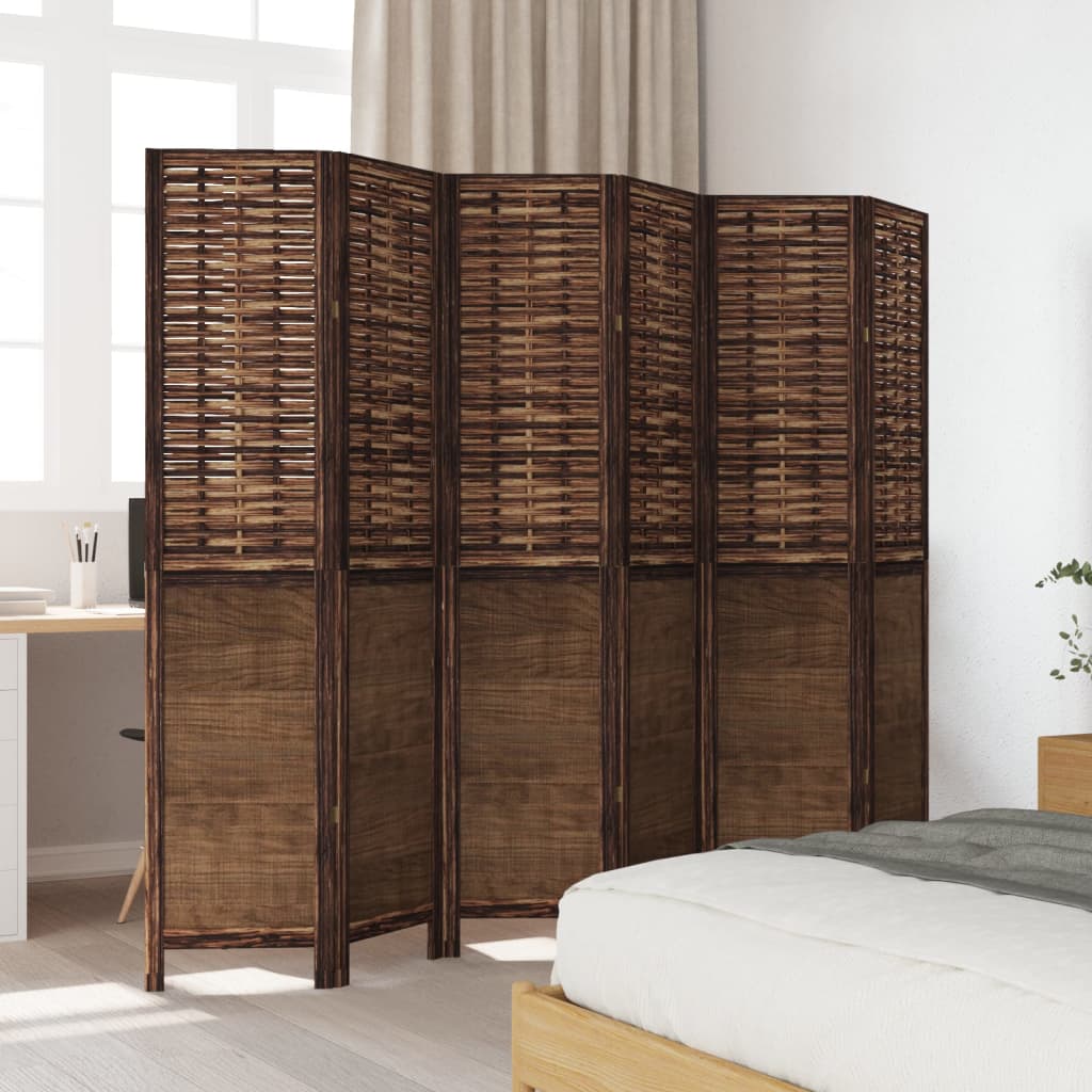 8721012074101_g_en_hd_1 vidaXL Room Divider 6 Panels Dark Brown Solid Wood Paulownia - Image 3